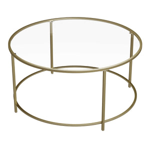 Couchtisch Beistelltisch rund Glas Gold