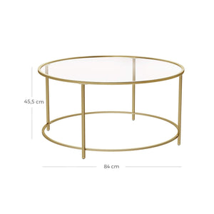 Couchtisch Beistelltisch rund Glas Gold