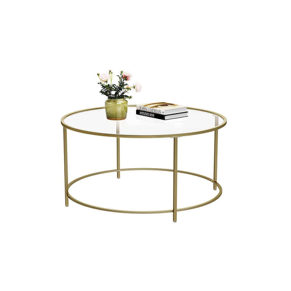 Couchtisch Beistelltisch rund Glas Gold