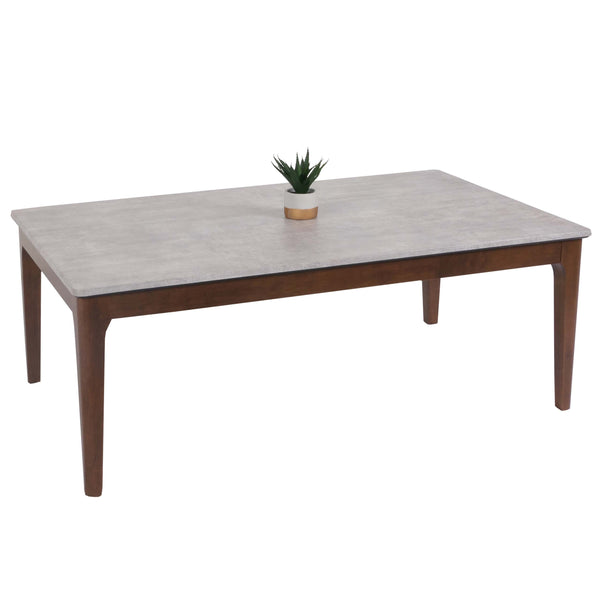 Couchtisch Beistelltisch Sofatisch HDF Laminat 46x120x70cm Beton-Optik braune Beine