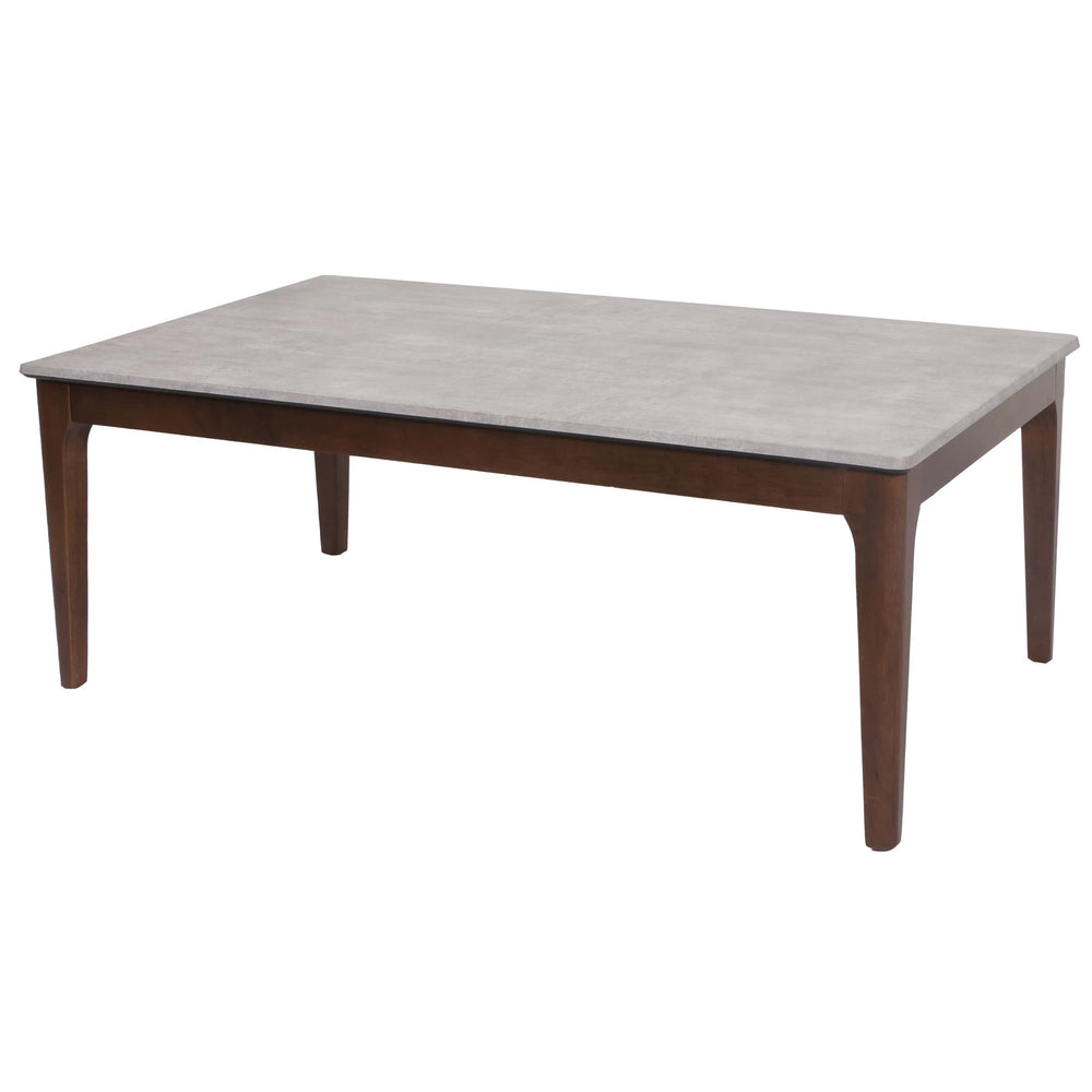 Couchtisch Beistelltisch Sofatisch HDF Laminat 46x120x70cm Beton-Optik braune Beine