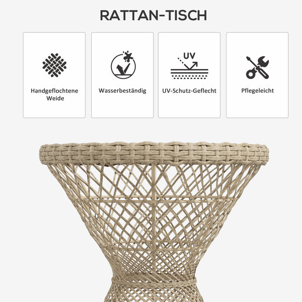 Couchtisch Beistelltisch Boho mit Glasplatte aus Rattan natur