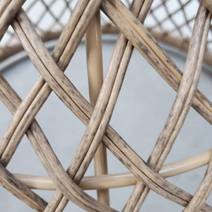 Couchtisch Beistelltisch Boho mit Glasplatte aus Rattan natur