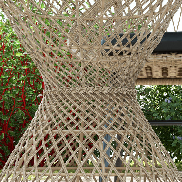 Couchtisch Beistelltisch Boho mit Glasplatte aus Rattan natur