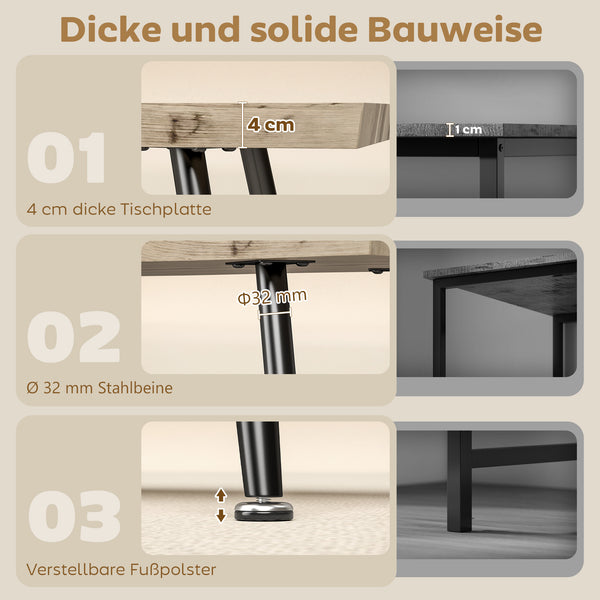 Couchtisch Wohnzimmertisch modern Eiche mit Stahlbeinen
