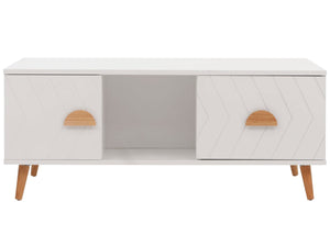 Couchtisch Beistelltisch Sofatisch Fischgrätenmuster 42x103x60cm weiss