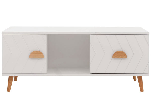 Couchtisch Beistelltisch Sofatisch Fischgrätenmuster 42x103x60cm weiss