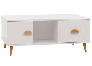 Couchtisch Beistelltisch Sofatisch Fischgrätenmuster 42x103x60cm weiss