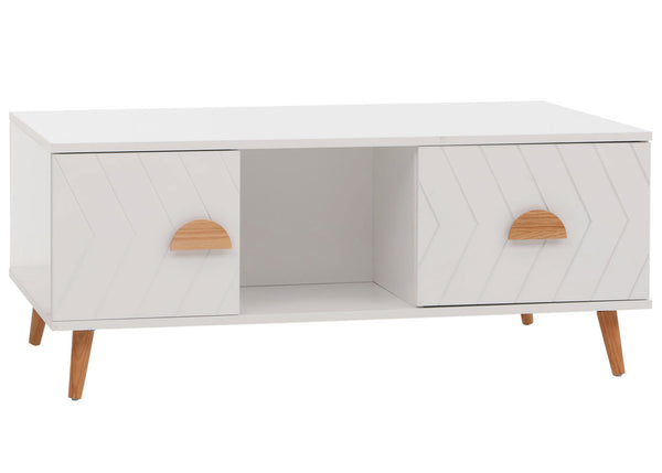 Couchtisch Beistelltisch Sofatisch Fischgrätenmuster 42x103x60cm weiss