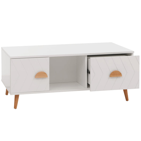 Couchtisch Beistelltisch Sofatisch Fischgrätenmuster 42x103x60cm weiss