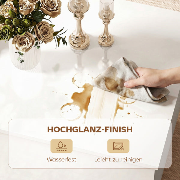 Couchtisch höhenverstellbar mit Stauraum und Schubladen weiss