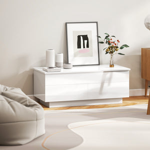 Couchtisch höhenverstellbar mit Stauraum und Schubladen weiss