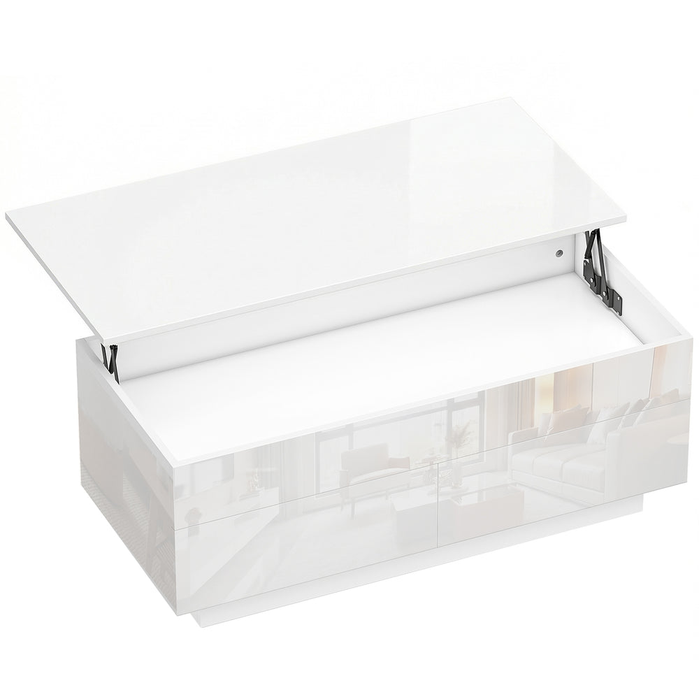 Couchtisch höhenverstellbar mit Stauraum und Schubladen weiss