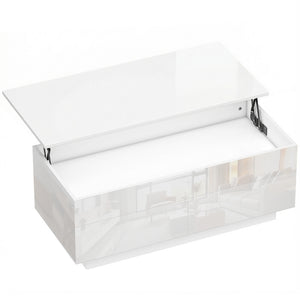 Couchtisch höhenverstellbar mit Stauraum und Schubladen weiss