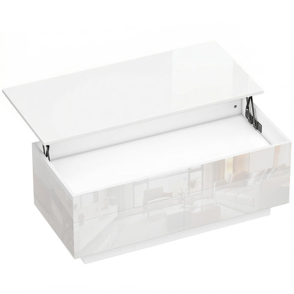 Couchtisch höhenverstellbar mit Stauraum und Schubladen weiss