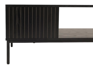Couchtisch Tisch Sofatisch Beistelltisch Ablage Fächer MDF 39x120x60cm Holzoptik schwarz