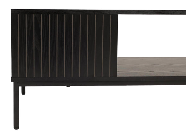 Couchtisch Tisch Sofatisch Beistelltisch Ablage Fächer MDF 39x120x60cm Holzoptik schwarz