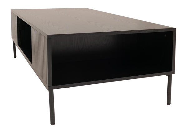 Couchtisch Tisch Sofatisch Beistelltisch Ablage Fächer MDF 39x120x60cm Holzoptik schwarz