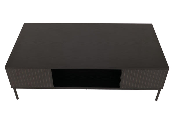 Couchtisch Tisch Sofatisch Beistelltisch Ablage Fächer MDF 39x120x60cm Holzoptik schwarz