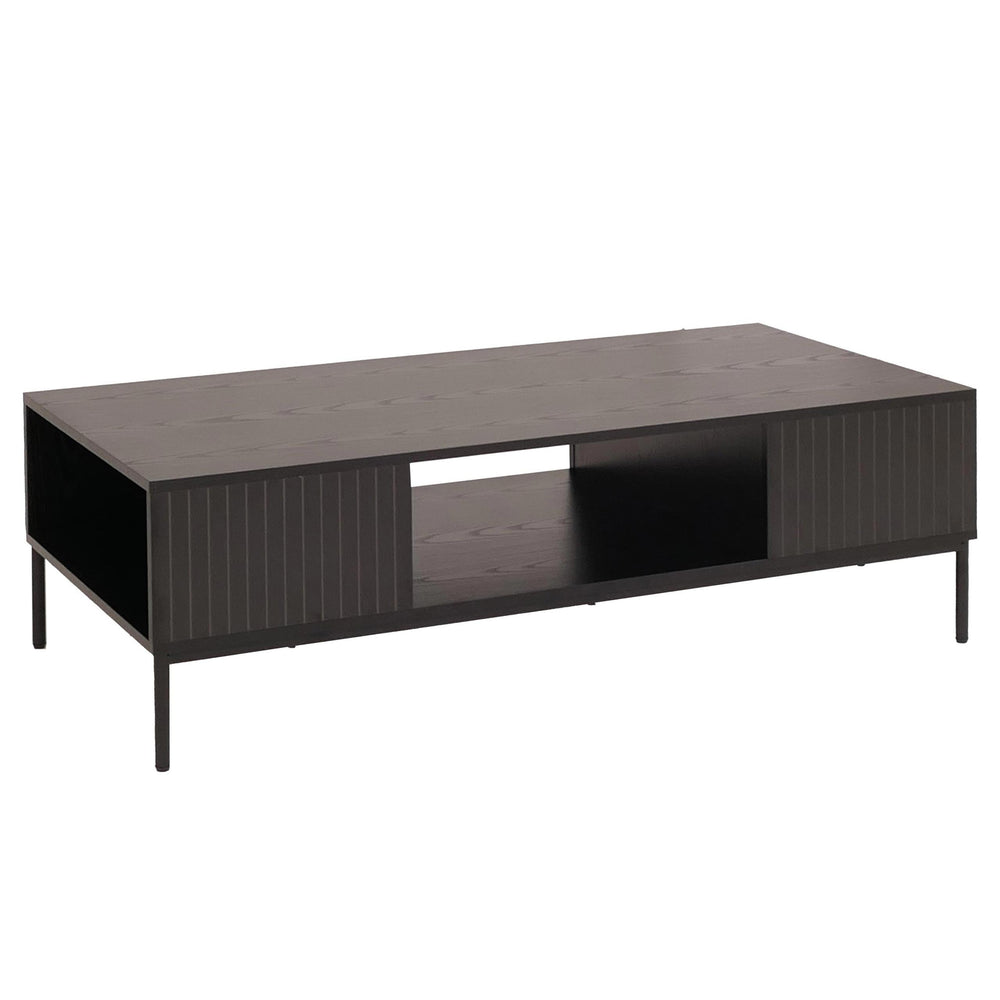 Couchtisch Tisch Sofatisch Beistelltisch Ablage Fächer MDF 39x120x60cm Holzoptik schwarz