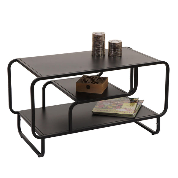Couchtisch Wohnzimmertisch Industrial 3 Ablagen Metall 45x80x40cm schwarz