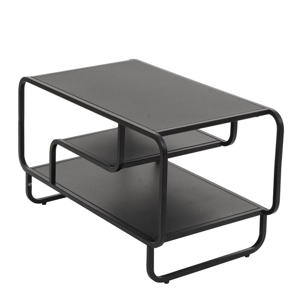 Couchtisch Wohnzimmertisch Industrial 3 Ablagen Metall 45x80x40cm schwarz