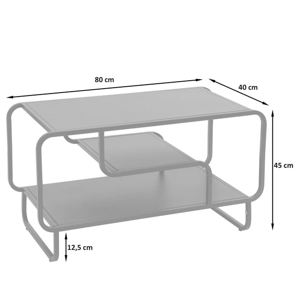 Couchtisch Wohnzimmertisch Industrial 3 Ablagen Metall 45x80x40cm schwarz