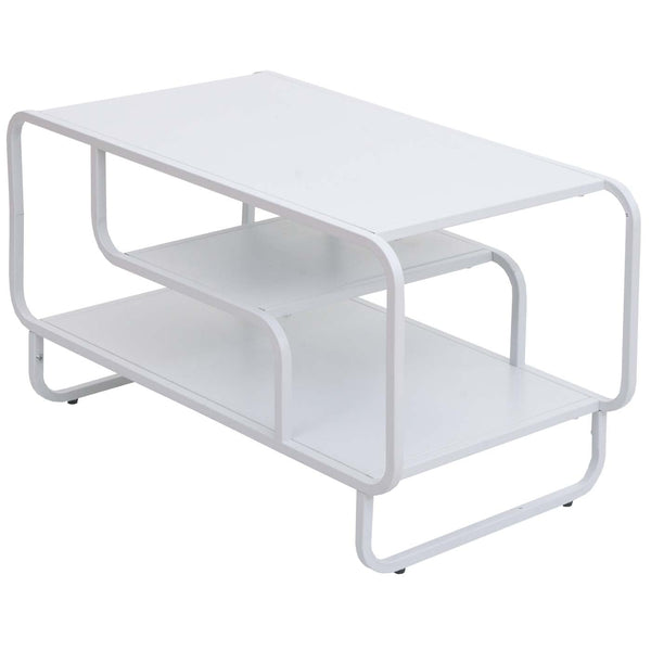 Couchtisch Wohnzimmertisch Industrial 3 Ablagen Metall 45x80x40cm weiss