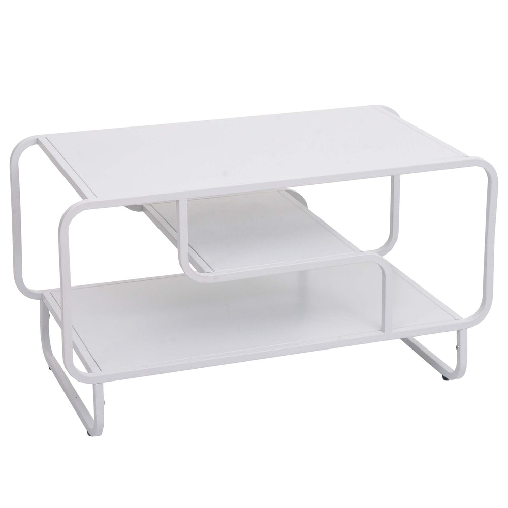 Couchtisch Wohnzimmertisch Industrial 3 Ablagen Metall 45x80x40cm weiss