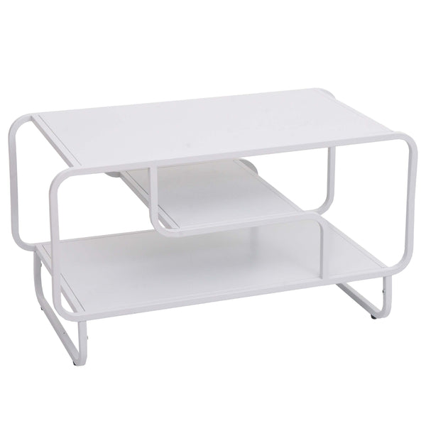 Couchtisch Wohnzimmertisch Industrial 3 Ablagen Metall 45x80x40cm weiss
