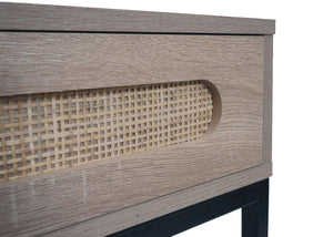 Couchtisch Wohnzimmertisch Beistelltisch Schublade Kubu Rattan Eiche-Optik
