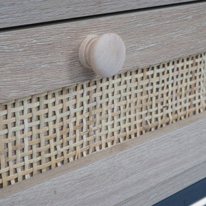 Couchtisch Wohnzimmertisch Beistelltisch Schublade Kubu Rattan Eiche-Optik
