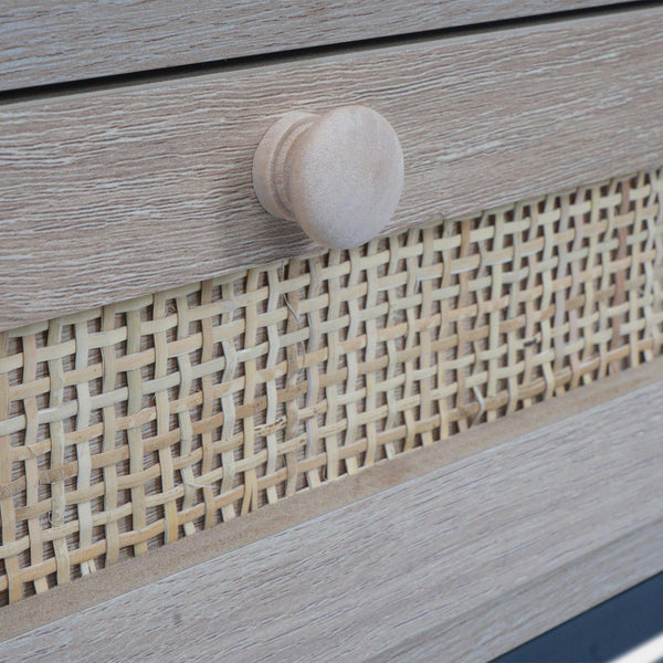 Couchtisch Wohnzimmertisch Beistelltisch Schublade Kubu Rattan Eiche-Optik