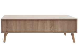 Couchtisch Wohnzimmertisch Beistelltisch Schublade Kubu Rattan 37x110x59cm Eiche-Optik