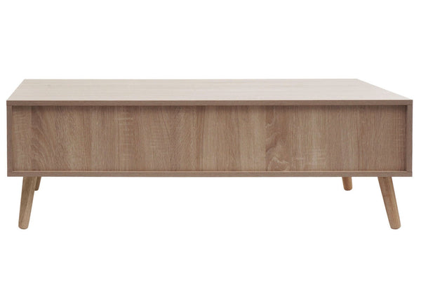 Couchtisch Wohnzimmertisch Beistelltisch Schublade Kubu Rattan 37x110x59cm Eiche-Optik