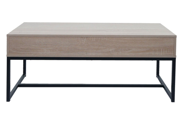 Couchtisch Wohnzimmertisch Beistelltisch Schublade Kubu Rattan Eiche-Optik