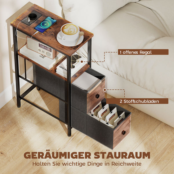 Couchtisch mit Ladestation und Schubladen rustikal braun