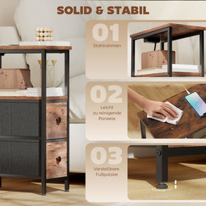 Couchtisch mit Ladestation und Schubladen rustikal braun