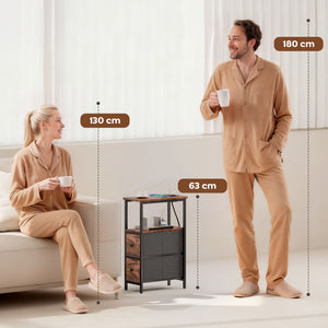 Couchtisch mit Ladestation und Schubladen rustikal braun