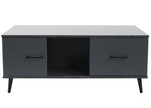 Couchtisch Beistelltisch Sofatisch Schubladen Türen 43x100x60cm Marmor-Optik grau