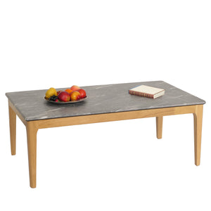 Couchtisch Beistelltisch Sofatisch HDF Laminat 46x120x70cm Marmoroptik helle Beine