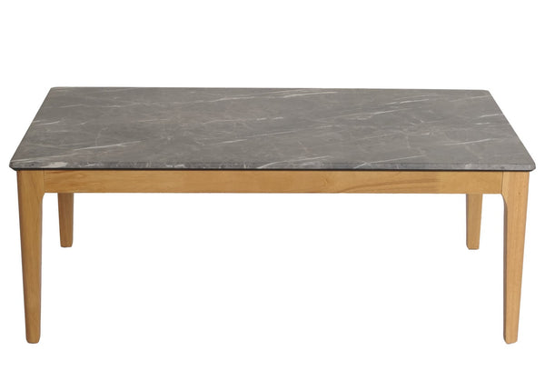 Couchtisch Beistelltisch Sofatisch HDF Laminat 46x120x70cm Marmoroptik helle Beine