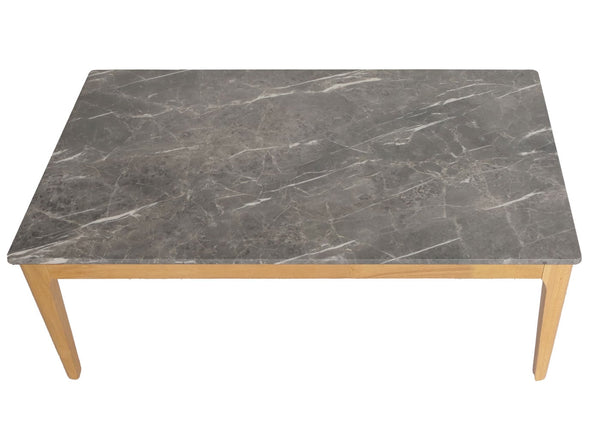 Couchtisch Beistelltisch Sofatisch HDF Laminat 46x120x70cm Marmoroptik helle Beine