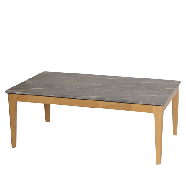 Couchtisch Beistelltisch Sofatisch HDF Laminat 46x120x70cm Marmoroptik helle Beine