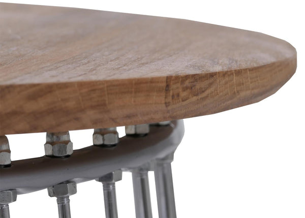 Couchtisch Beistelltisch Kaffeetisch Loungetisch Metall MDF rund Ø50cm braun