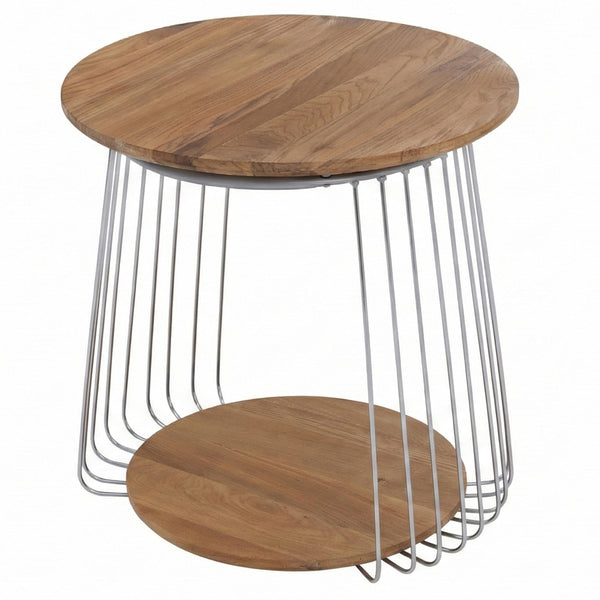 Couchtisch Beistelltisch Kaffeetisch Loungetisch Metall MDF rund Ø50cm braun