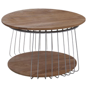 Couchtisch Beistelltisch Kaffeetisch Loungetisch Metall MDF rund Ø70cm braun