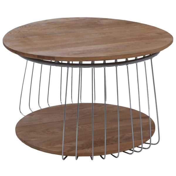 Couchtisch Beistelltisch Kaffeetisch Loungetisch Metall MDF rund Ø70cm braun