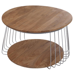 Couchtisch Beistelltisch Kaffeetisch Loungetisch Metall MDF rund Ø70cm braun