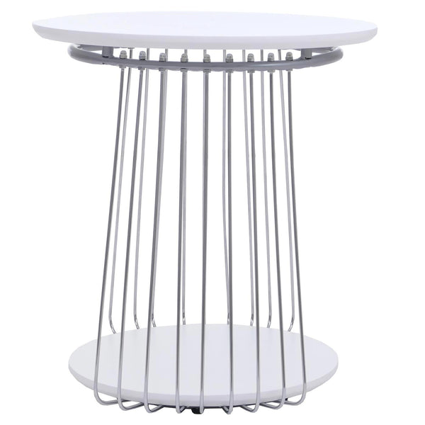 Couchtisch Beistelltisch Kaffeetisch Loungetisch Metall MDF rund Ø50cm weiss